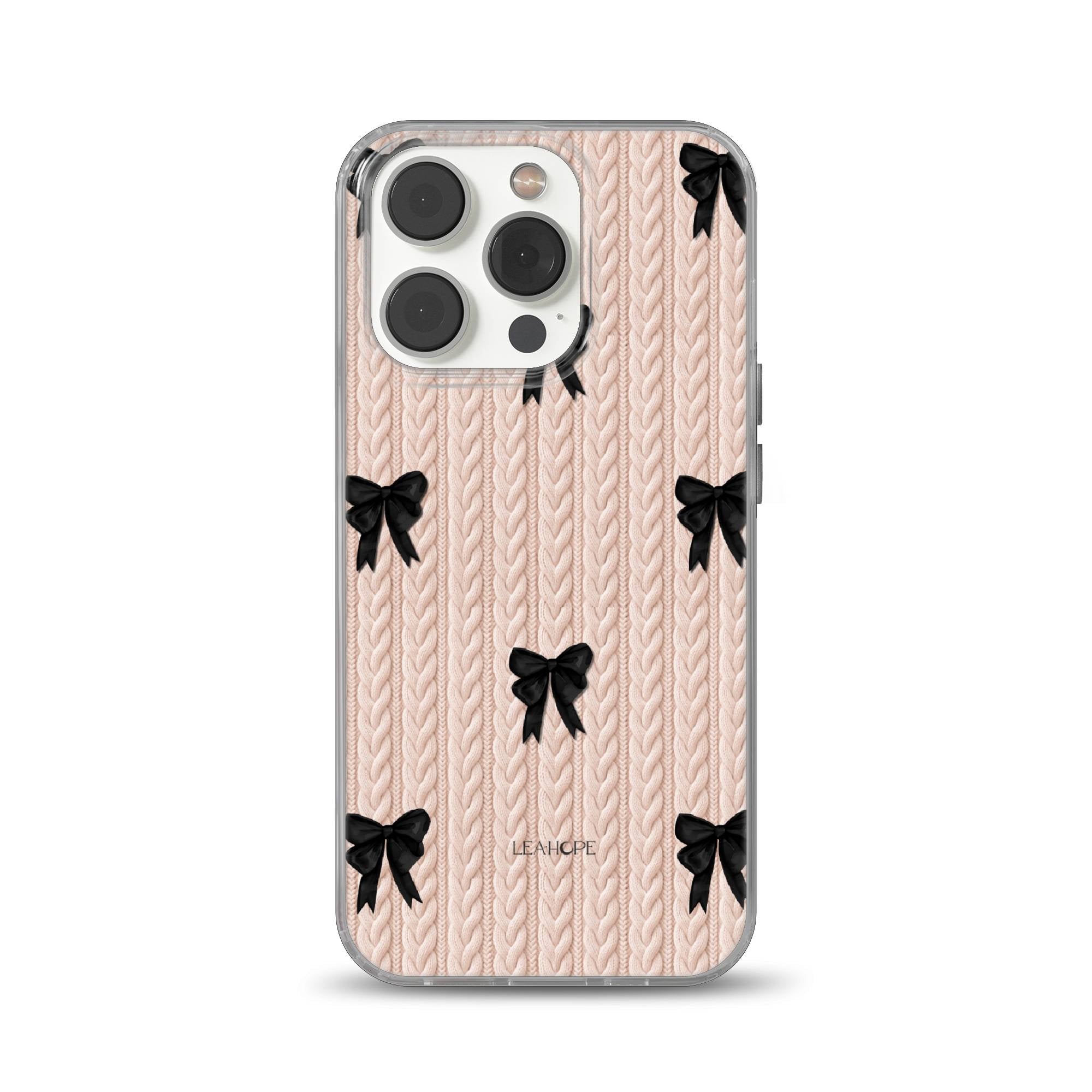 Midnight Bow Knit | Clear Gel Phone Case